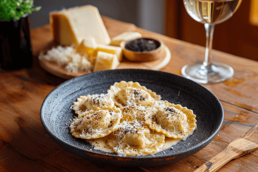 Mezzelune cacio e pepe con Vastedda del Belice fusa